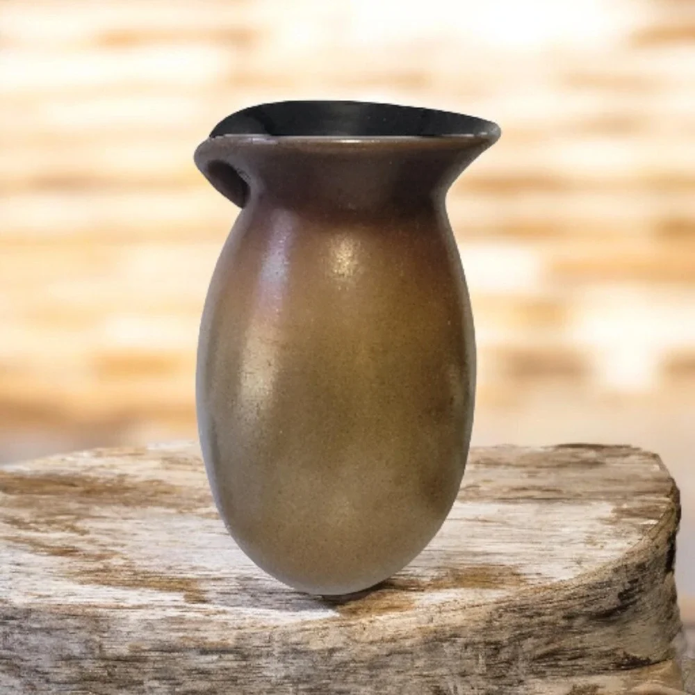Elegant Vase Free‎ Form Vase with a Black Interior and desert gold glaze
